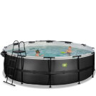 Piscine EXIT Black Leather &oslash;488x122cm avec pompe filtrante &agrave; sable et d&ocirc;me et pompe &agrave; chaleur - noir