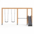 EXIT Linea Massiv 140 Balan&ccedil;oire double en bois avec barre fixe et toboggan