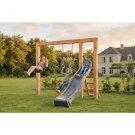 EXIT Linea Massiv 140 Balan&ccedil;oire en bois avec toboggan et anneaux de gymnastique