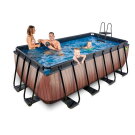 Piscine EXIT Wood 400x200x122cm avec pompe filtrante à sable - marron