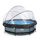 Piscine EXIT Stone ø300x76cm avec pompe filtrante et dôme - grise