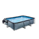 Piscine EXIT Stone 300x200x65cm avec pompe filtrante et d&ocirc;me - grise