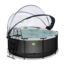 Piscine EXIT Black Leather ø360x122cm avec pompe filtrante à sable et dôme et kit d'accessoires - noir