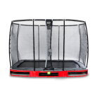 Trampoline enterré EXIT Elegant Premium de 214x366cm avec filet de sécurité Deluxe - rouge