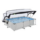 Piscine EXIT Soft Grey 300x200x65cm avec pompe filtrante et d&ocirc;me - gris