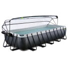 Piscine EXIT Black Leather 540x250x100cm avec pompe filtrante &agrave; sable et d&ocirc;me et pompe &agrave; chaleur - noir