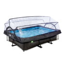 Piscine EXIT Black Wood 300x200x65cm avec pompe filtrante et dôme - noir