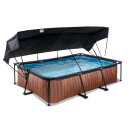 Piscine EXIT Wood 300x200x65cm avec pompe filtrante et voile d'ombrage - marron
