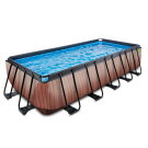 Piscine EXIT Wood 540x250x122cm avec pompe filtrante à sable - marron