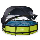 Piscine EXIT Lime &oslash;360x76cm avec pompe filtrante et d&ocirc;me et voile d'ombrage - vert