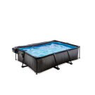 Piscine EXIT Black Wood 220x150x65cm avec pompe filtrante et dôme - noir