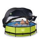 Piscine EXIT Lime &oslash;300x76cm avec pompe filtrante et d&ocirc;me et voile d'ombrage - vert