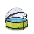 Piscine EXIT Lime &oslash;244x76cm avec pompe filtrante et d&ocirc;me - vert