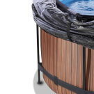Piscine EXIT Wood ø360x122cm avec pompe filtrante à sable et dôme et pompe à chaleur - marron