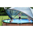 Piscine EXIT Wood ø360x76cm avec pompe filtrante et dôme - marron