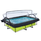 Piscine EXIT Lime 300x200x65cm avec pompe filtrante et d&ocirc;me et voile d'ombrage - vert