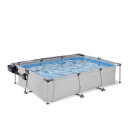Piscine EXIT Soft Grey 300x200x65cm avec pompe filtrante et d&ocirc;me - gris