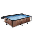 Piscine EXIT Wood 300x200x65cm avec pompe filtrante et voile d'ombrage - marron