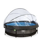 Piscine EXIT Black Wood ø300x76cm avec pompe filtrante et dôme - noir