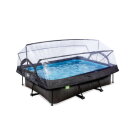 Piscine EXIT Black Wood 220x150x65cm avec pompe filtrante et d&ocirc;me - noir