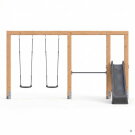 EXIT Linea Massiv 140 Balançoire double en bois avec barre fixe et toboggan