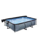 Piscine EXIT Stone 300x200x65cm avec pompe filtrante et voile d'ombrage - grise