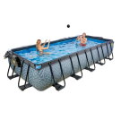 Piscine EXIT Stone 540x250x100cm avec pompe filtrante et dôme - grise