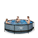 Piscine EXIT Stone ø300x76cm avec pompe filtrante - grise