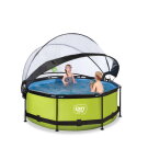 Piscine EXIT Lime &oslash;244x76cm avec pompe filtrante et d&ocirc;me - vert