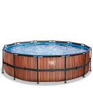 Piscine EXIT Wood ø488x122cm avec pompe filtrante - marron