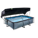 Piscine EXIT Stone 300x200x65cm avec pompe filtrante et voile d'ombrage - grise