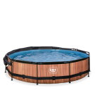 Piscine EXIT Wood &oslash;360x76cm avec pompe filtrante et voile d'ombrage - marron