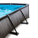 Piscine EXIT Black Wood 220x150x65cm avec pompe filtrante et dôme et voile d'ombrage - noir