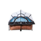Piscine EXIT Wood 220x150x65cm avec pompe filtrante et d&ocirc;me - marron