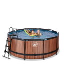 Piscine EXIT Wood ø360x122cm avec pompe filtrante à sable - marron