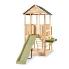 Maisonnette en bois avec toboggan, cuisine et bac à sable EXIT Panorama 550