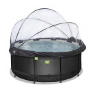 Piscine EXIT Black Leather &oslash;360x122cm avec pompe filtrante &agrave; sable et d&ocirc;me - noir