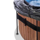 Piscine EXIT Wood ø488x122cm avec pompe filtrante à sable et dôme et pompe à chaleur - marron