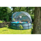 Piscine EXIT Stone ø488x122cm avec pompe filtrante à sable et dôme et pompe à chaleur - grise