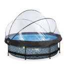 Piscine EXIT Stone ø300x76cm avec pompe filtrante et dôme - grise