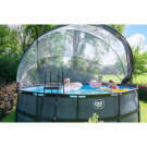 Piscine EXIT Wood ø488x122cm avec pompe filtrante à sable et dôme - marron