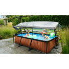 Piscine EXIT Stone 300x200x65cm avec pompe filtrante et d&ocirc;me - grise