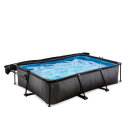 Piscine EXIT Black Wood 300x200x65cm avec pompe filtrante et voile d'ombrage - noir
