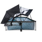 Piscine EXIT Stone 300x200x65cm avec pompe filtrante et dôme et voile d'ombrage - grise