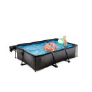 Piscine EXIT Black Wood 220x150x65cm avec pompe filtrante et voile d'ombrage - noir