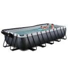 Piscine EXIT Black Leather 540x250x100cm avec pompe filtrante &agrave; sable et d&ocirc;me - noir