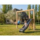 EXIT Linea Massiv 140 Balan&ccedil;oire en bois avec toboggan et anneaux de gymnastique