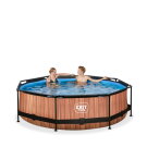 Piscine EXIT Wood ø300x76cm avec pompe filtrante - marron