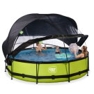 Piscine EXIT Lime &oslash;360x76cm avec pompe filtrante et d&ocirc;me et voile d'ombrage - vert