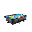 Piscine EXIT Black Wood 220x150x65cm avec pompe filtrante et dôme - noir